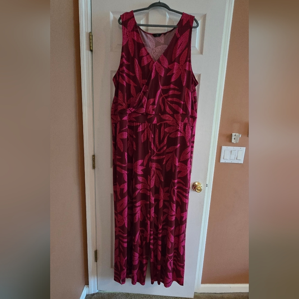 G by Giuliana Sleeveless Pink Floral Jumpsuit 3x